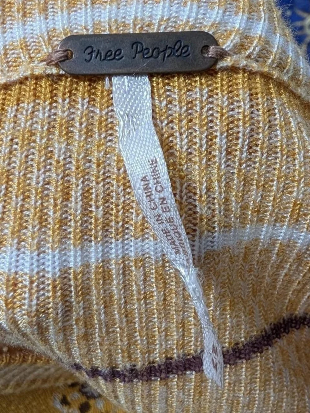 Free People Mustard Yellow Patterned Top